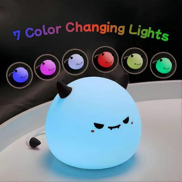 Alt view image 2 of 5 - Ecocleanpath Cute Monster Night Light for Kids - 3 Level Dimmable, 7 Color Changing, USB Rechargeable (White)