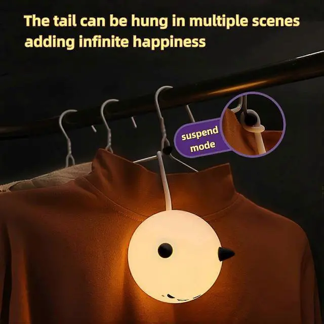 Alt view image 5 of 5 - Ecocleanpath Cute Monster Night Light for Kids - 3 Level Dimmable, 7 Color Changing, USB Rechargeable (White)