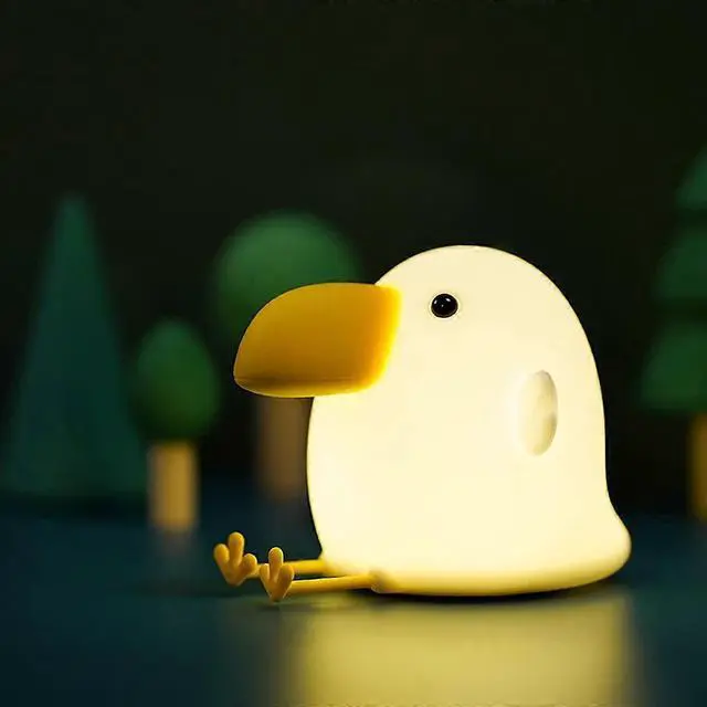 Alt view image 2 of 5 - Ecocleanpath Cute Silicone Bird Night Light for Kids - 7 Colors, USB Rechargeable Nursery Lamp (White)