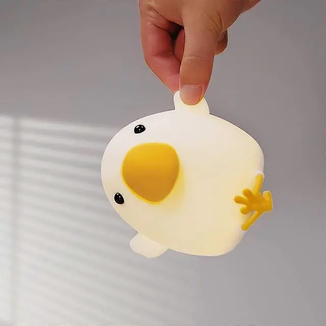 Alt view image 3 of 5 - Ecocleanpath Cute Silicone Bird Night Light for Kids - 7 Colors, USB Rechargeable Nursery Lamp (White)