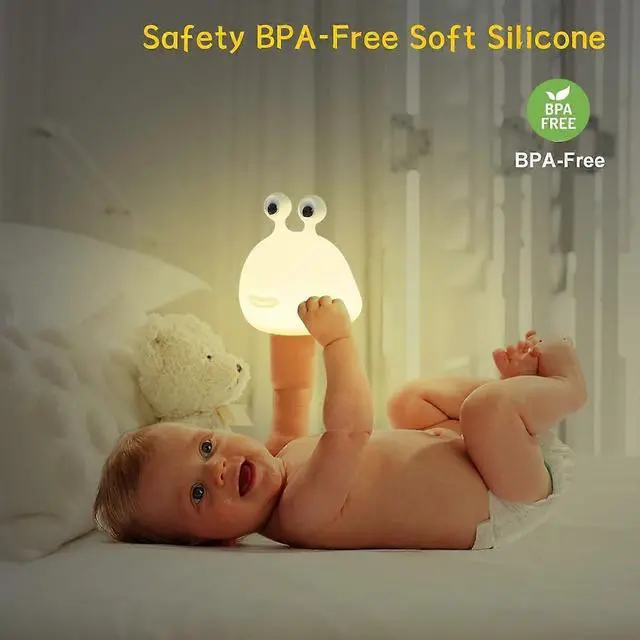 Alt view image 5 of 5 - Ecocleanpath Squishy Slug Night Light for Kids - USB Rechargeable, 15-Min Timer, Adjustable Brightness (White)