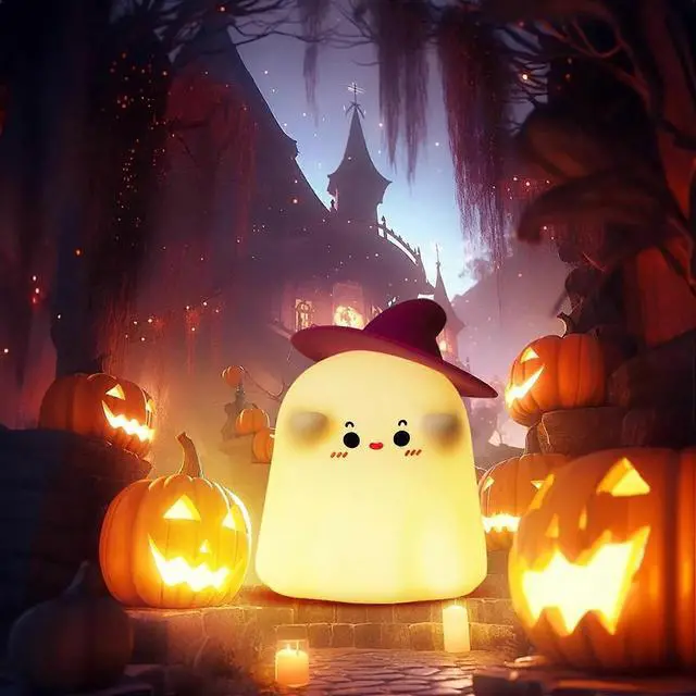 Alt view image 5 of 5 - Ecocleanpath Ghost Night Light - Dimmable LED Silicone Lamp, Rechargeable Nursery Bedside Light (White)