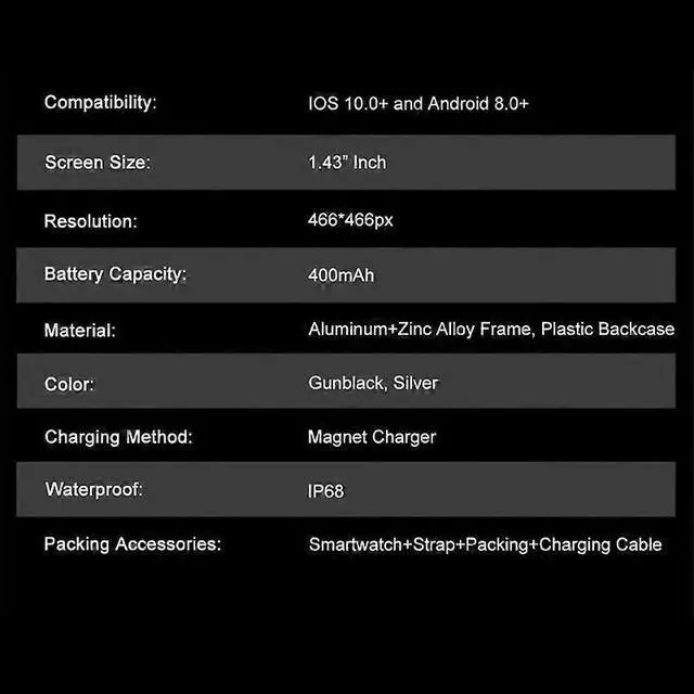 Alt view image 5 of 5 - Ecocleanpath T63 Smart Watch 1.43" AMOLED, Bluetooth Calls, Heart Rate & Blood Oxygen Monitor, Multi-Sport Modes (Grey)