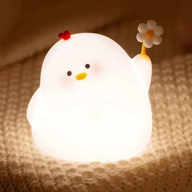 Main image of Ecocleanpath Rechargeable Animal Silicone Night Light for Kids - Dimmable LED Bedside Lamp (White)
