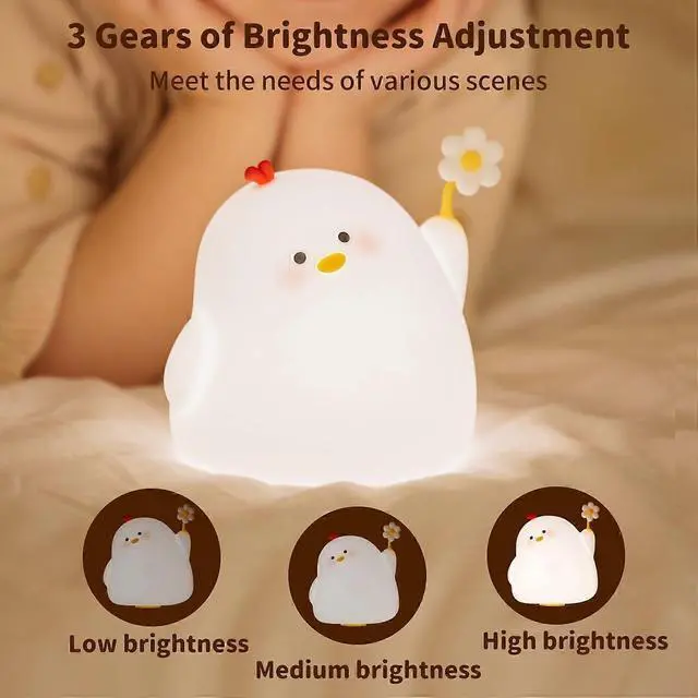 Alt view image 3 of 5 - Ecocleanpath Rechargeable Animal Silicone Night Light for Kids - Dimmable LED Bedside Lamp (White)
