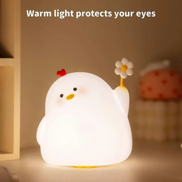 Alt view image 2 of 5 - Ecocleanpath Rechargeable Animal Silicone Night Light for Kids - Dimmable LED Bedside Lamp (White)