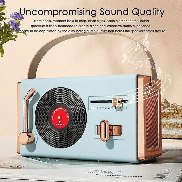 Alt view image 3 of 5 - Ecocleanpath Retro Bluetooth Speaker, 12H Playtime, 5W HD Sound, Portable Bedroom/Office Decor (Blue)