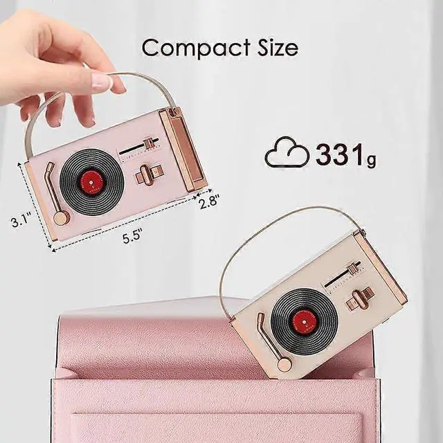 Alt view image 2 of 5 - Ecocleanpath Retro Pink Bluetooth Speaker - Portable 12H Playtime, Hi-Fi Sound for Bedroom & Office