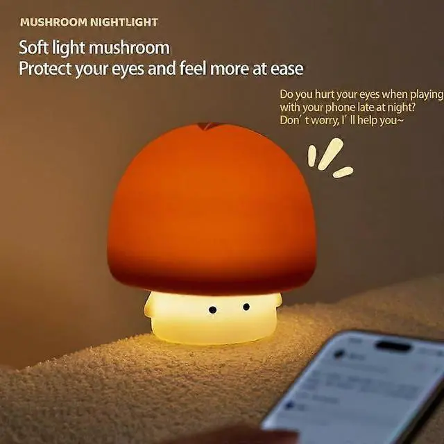 Alt view image 3 of 5 - Ecocleanpath Rechargeable Mushroom Night Light for Kids - Dimmable LED Nursery Lamp, White