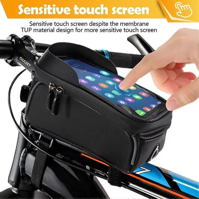 Alt view image 5 of 5 - Ecocleanpath Waterproof Bike Phone Bag with Touch Screen | Front Frame & Top Tube Mount | Reflective Cycling Pouch