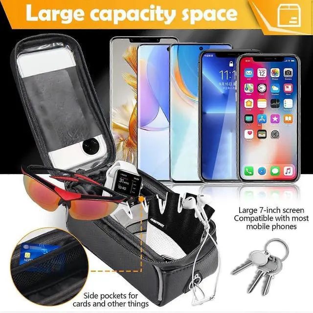 Alt view image 4 of 5 - Ecocleanpath Waterproof Bike Phone Bag with Touch Screen | Front Frame & Top Tube Mount | Reflective Cycling Pouch