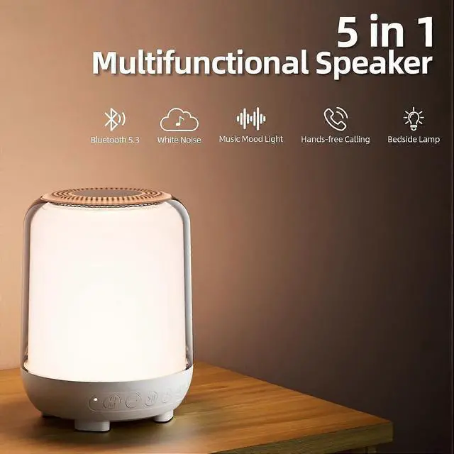 Alt view image 2 of 5 - Ecocleanpath Bluetooth 5.3 Speaker with 20 Sleep Sounds, Dimmable LED Mood Light & Hands-Free Calling (White)