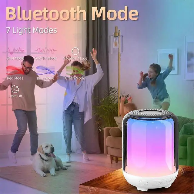 Alt view image 4 of 5 - Ecocleanpath Bluetooth 5.3 Speaker with 20 Sleep Sounds, Dimmable LED Mood Light & Hands-Free Calling (White)