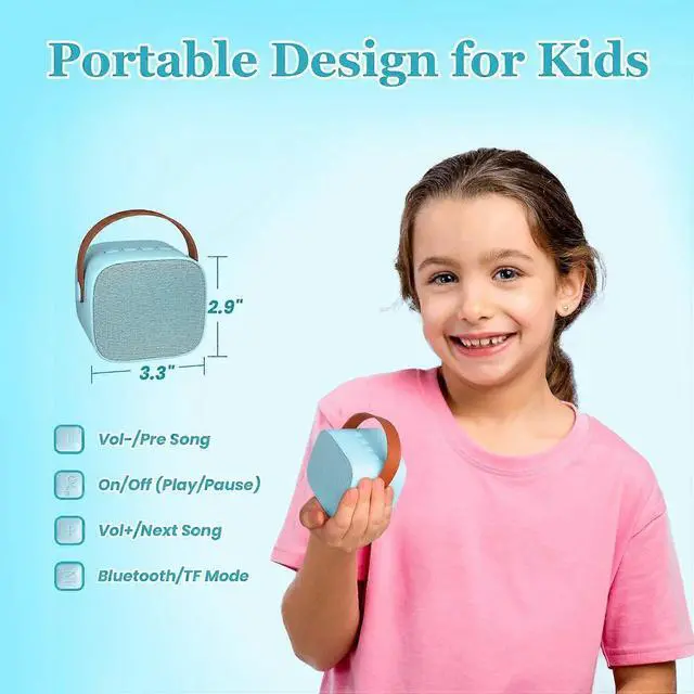 Alt view image 3 of 5 - Ecocleanpath Blue Kids Mini Karaoke Machine with Wireless Microphone | Bluetooth Speaker & Gift for Ages 4-12