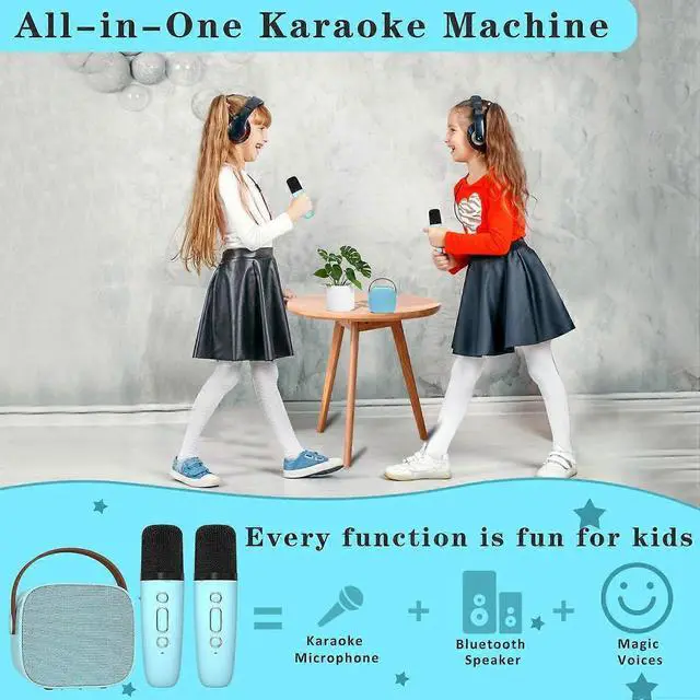 Alt view image 4 of 5 - Ecocleanpath Blue Kids Mini Karaoke Machine with Wireless Microphone | Bluetooth Speaker & Gift for Ages 4-12