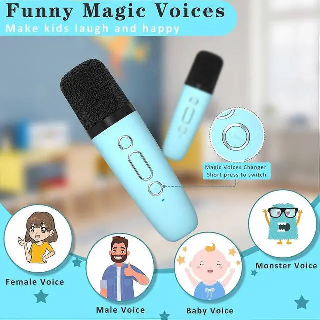 Alt view image 5 of 5 - Ecocleanpath Blue Kids Mini Karaoke Machine with Wireless Microphone | Bluetooth Speaker & Gift for Ages 4-12