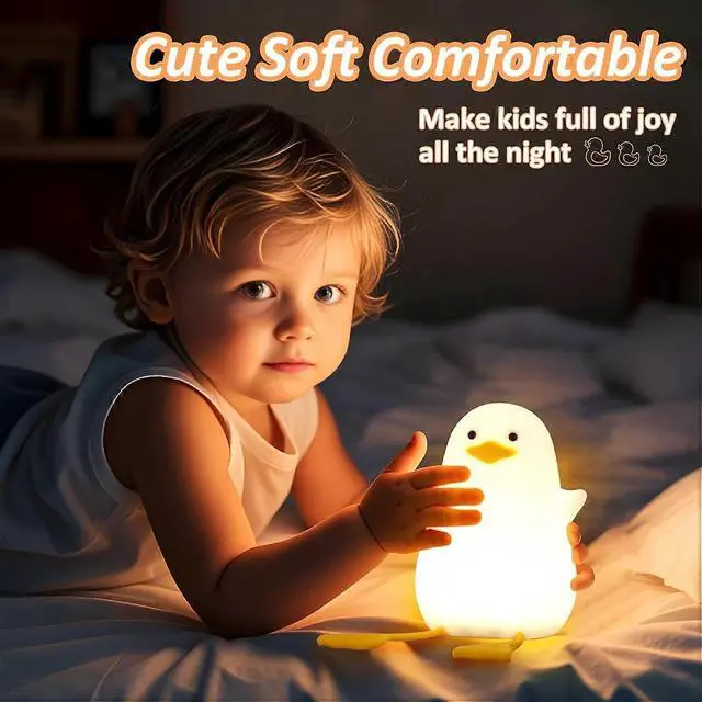 Alt view image 3 of 5 - Ecocleanpath Rechargeable Duck Night Light for Kids - Dimmer, Auto-Off Timer, Safe Nursery Lamp (White)