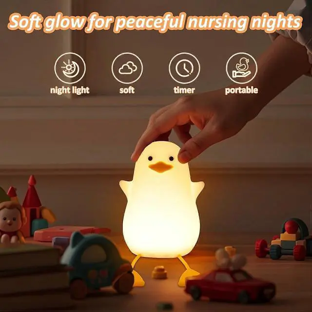 Alt view image 4 of 5 - Ecocleanpath Rechargeable Duck Night Light for Kids - Dimmer, Auto-Off Timer, Safe Nursery Lamp (White)
