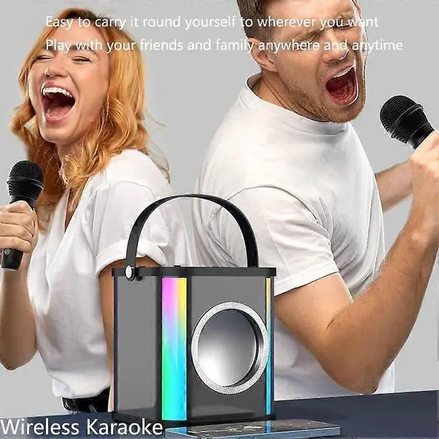 Alt view image 2 of 5 - Ecocleanpath Portable Karaoke Machine with 2 Mics & LED Lights, 15W Bluetooth Speaker for Family Parties & Travel