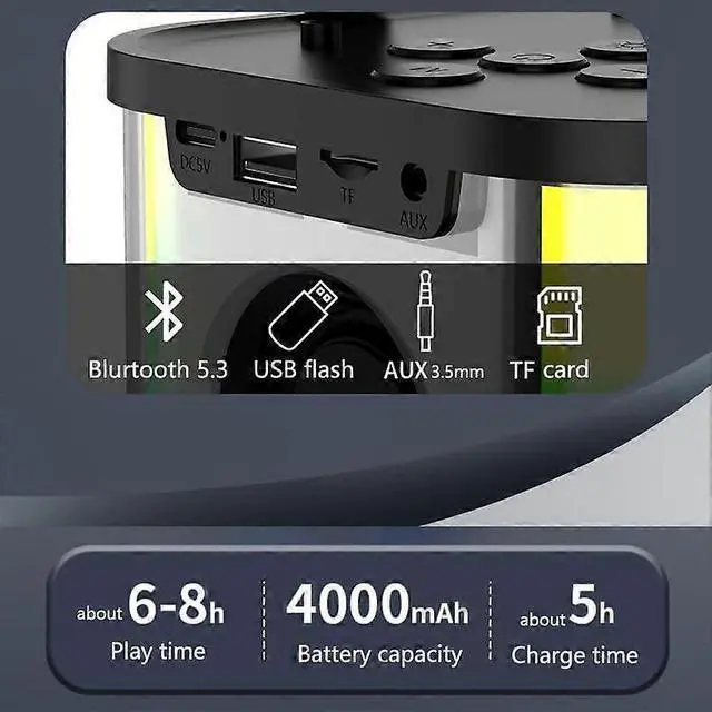 Alt view image 5 of 5 - Ecocleanpath Portable Karaoke Machine with 2 Mics & LED Lights, 15W Bluetooth Speaker for Family Parties & Travel