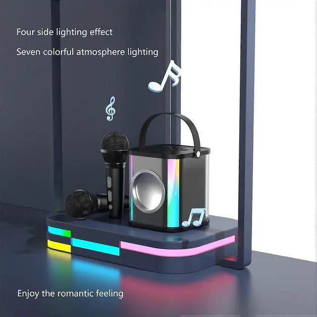 Alt view image 4 of 5 - Ecocleanpath Portable Karaoke Machine with 2 Mics & LED Lights, 15W Bluetooth Speaker for Family Parties & Travel