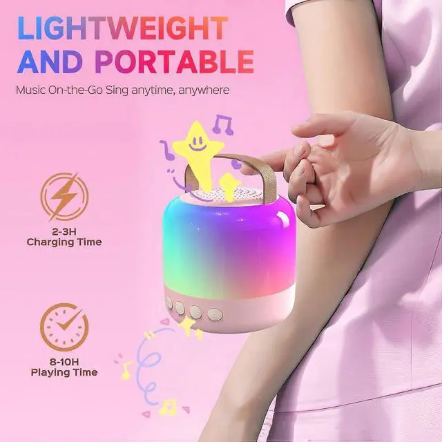 Alt view image 4 of 5 - Ecocleanpath Kids Karaoke Machine with 2 Wireless Mics | Portable Bluetooth Speaker | Birthday Gift for Ages 3-12