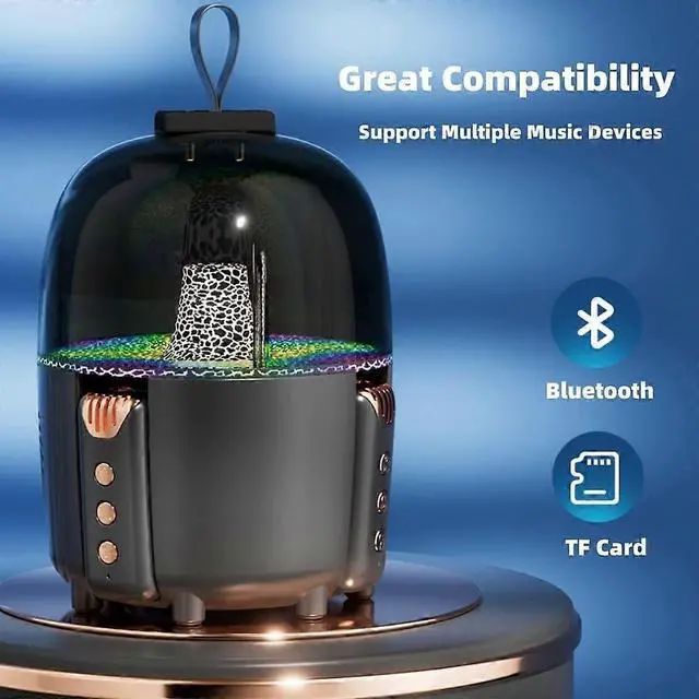 Alt view image 4 of 5 - Ecocleanpath Kids Karaoke Machine with 2 Wireless Mics, Bluetooth Portable Speaker with LED Lights for Party Gift (Black)