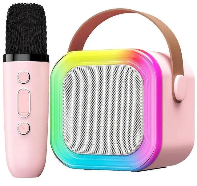 Main image of Ecocleanpath Kids Karaoke Microphone Toy with Voice Changer & LED Lights - Pink Birthday Gift for Girls Age 4-12