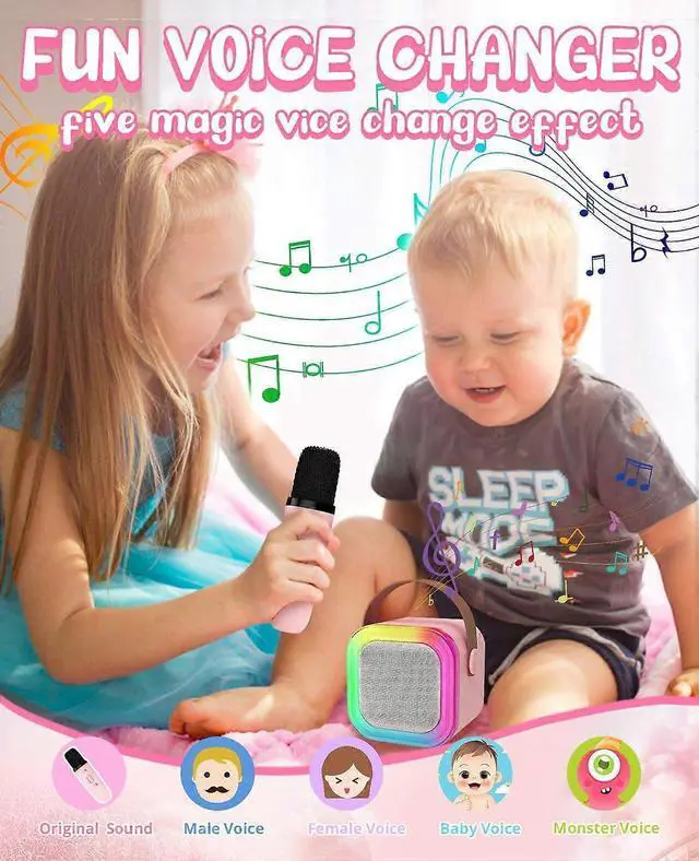 Alt view image 4 of 5 - Ecocleanpath Kids Karaoke Microphone Toy with Voice Changer & LED Lights - Pink Birthday Gift for Girls Age 4-12