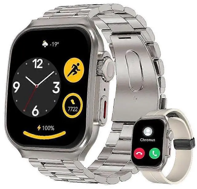 Main image of Ecocleanpath 2.01" Ultra HD Smartwatch with 3D Curved Screen, Bluetooth Calls, Heart Rate & SpO2 Monitor, 120+ Sports Modes (Silver, 2 Straps)