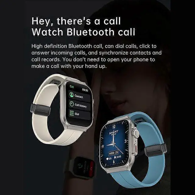 Alt view image 2 of 5 - Ecocleanpath 2.01" Ultra HD Smartwatch with 3D Curved Screen, Bluetooth Calls, Heart Rate & SpO2 Monitor, 120+ Sports Modes (Silver, 2 Straps)