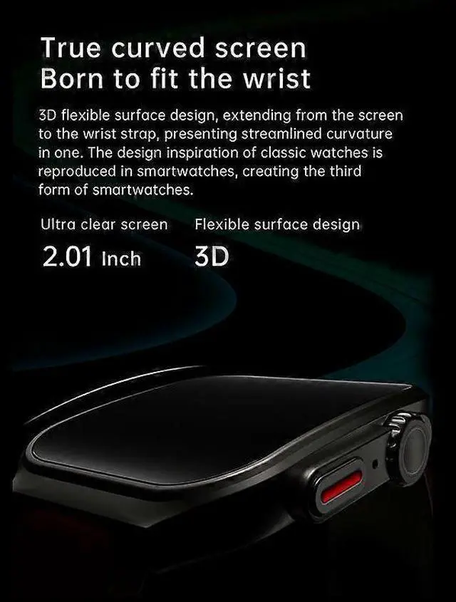 Alt view image 3 of 5 - Ecocleanpath 2.01" Ultra HD Smartwatch with 3D Curved Screen, Bluetooth Calls, Heart Rate & SpO2 Monitor, 120+ Sports Modes (Silver, 2 Straps)