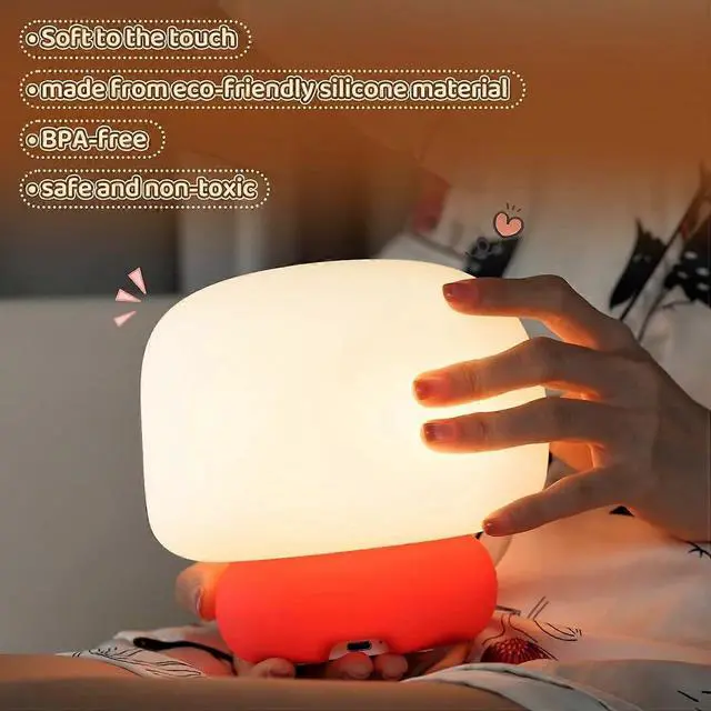 Alt view image 3 of 5 - Ecocleanpath Mushroom Night Light for Kids - Touch Control, 13 Sounds, Timer, Eye-Friendly LED (White)