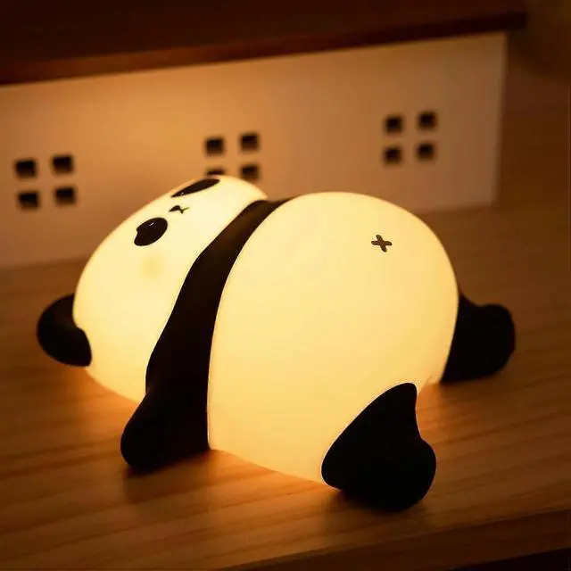 Main image of Ecocleanpath Rechargeable Cute Panda Night Light - 3-Level Dimmable, Timer, 12H USB Kids Nursery Lamp (Black)