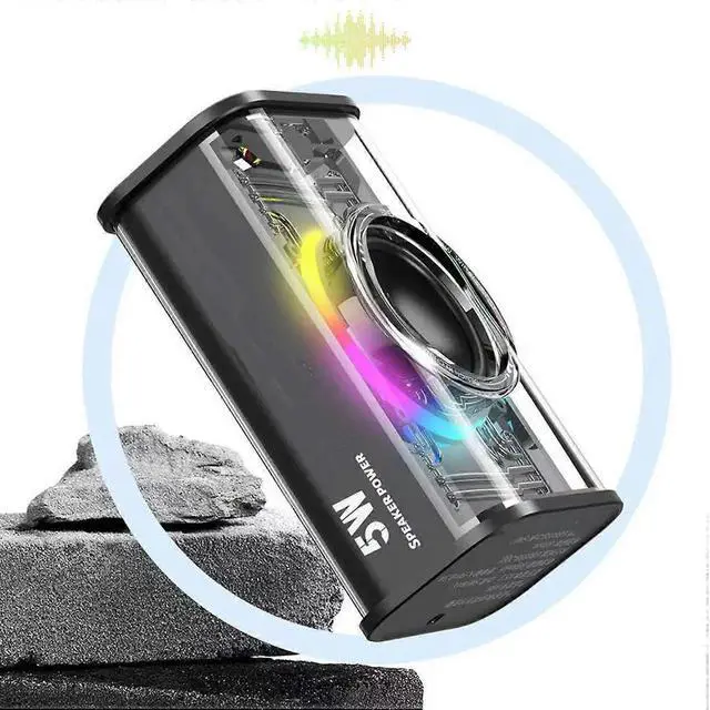 Alt view image 5 of 5 - Ecocleanpath Portable Bluetooth Speaker with 360° Sound, Powerful Bass & Colorful LED Lights for Parties, Travel, Camping (Black)