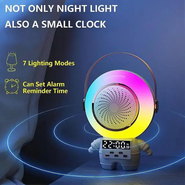 Alt view image 4 of 5 - Ecocleanpath Kids Karaoke Machine with Wireless Mic, Bluetooth Speaker & LED Clock Light for Toddlers (White)