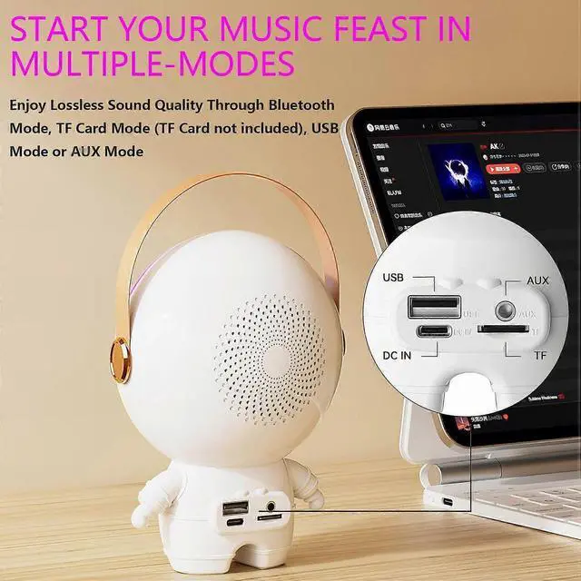 Alt view image 5 of 5 - Ecocleanpath Kids Karaoke Machine with Wireless Mic, Bluetooth Speaker & LED Clock Light for Toddlers (White)