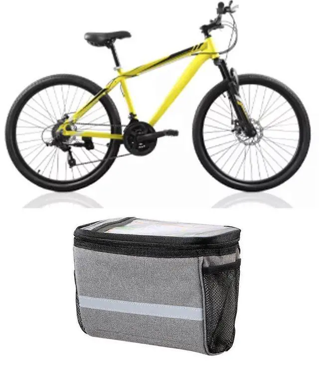 Alt view image 5 of 5 - Ecocleanpath Insulated Bike Handlebar Bag - Gray Thermal Cycling Bag for Cold/Hot Drinks, Waterproof & Portable