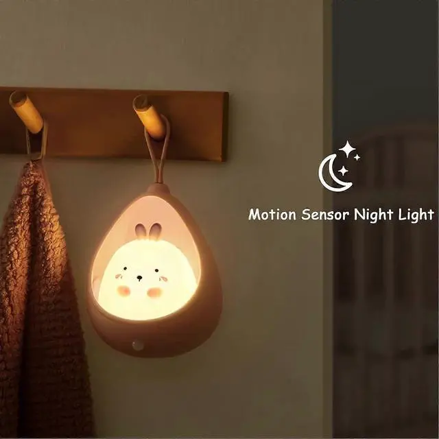 Alt view image 2 of 5 - Ecocleanpath Cute Kitty Motion Sensor Night Light, Rechargeable Wall Lamp for Kids Bedroom (Pink)