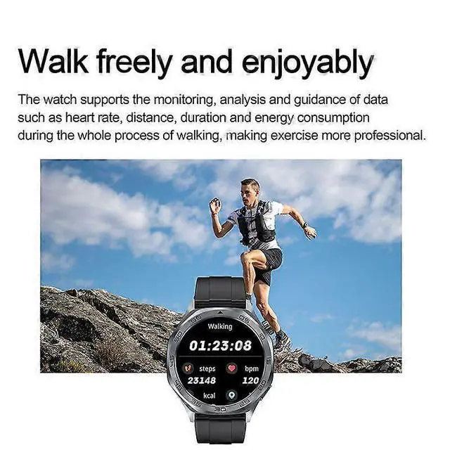 Alt view image 3 of 5 - Ecocleanpath AK83 Smartwatch with Heart Rate Monitor, 400mAh Battery, 100+ Sports Modes, Black