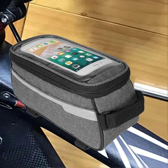 Alt view image 4 of 5 - Ecocleanpath Waterproof Bike Frame Bag - Gray Cycling Phone Pouch for Essentials & Repair Kit