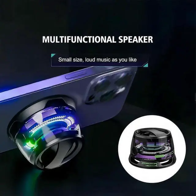 Alt view image 2 of 5 - Ecocleanpath G200 Magnetic Bluetooth Speaker - Portable Mini Speaker with Color Light & Phone Stand, Black