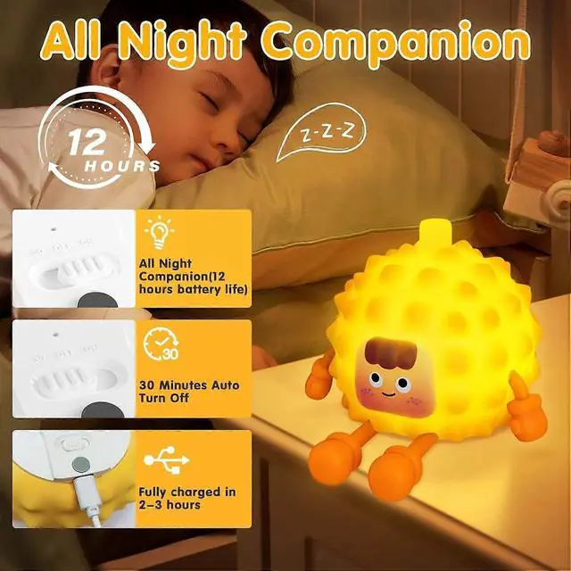Alt view image 5 of 5 - Ecocleanpath Cute Duck Night Light, 3-Level Dimmable LED Nursery Lamp with Auto-Off (Yellow)