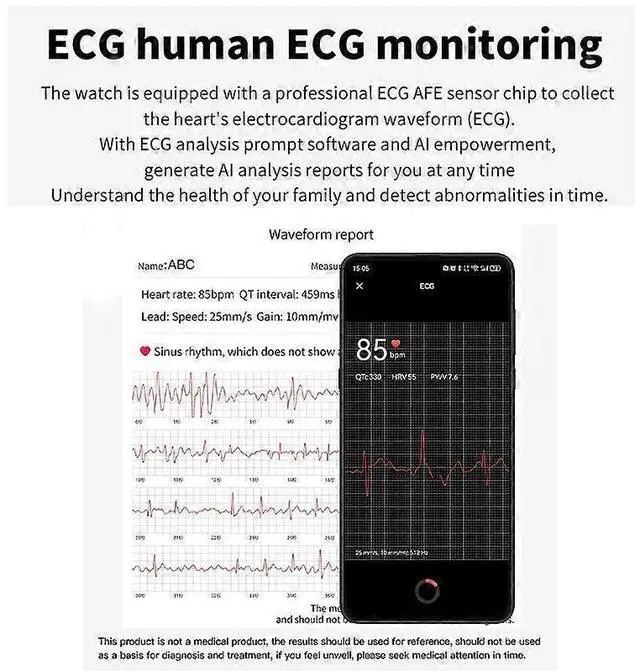 Alt view image 2 of 5 - Ecocleanpath F320 Smartwatch ECG HRV Heart Rate Monitor, SOS Alert & 52 Sport Modes, Black