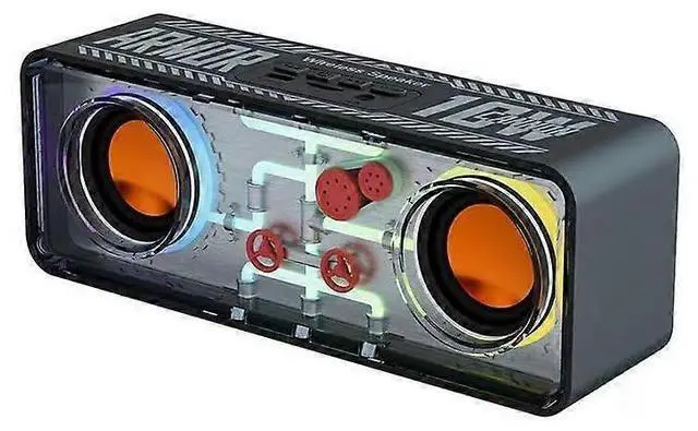 Main image of Ecocleanpath Cyberpunk Bluetooth Speaker with LED Lights, TWS Stereo Bass, Wireless FM/TF Card (Black)