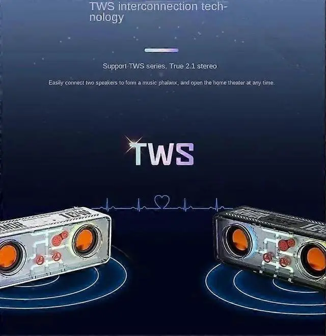 Alt view image 5 of 5 - Ecocleanpath Cyberpunk Bluetooth Speaker with LED Lights, TWS Stereo Bass, Wireless FM/TF Card (Black)