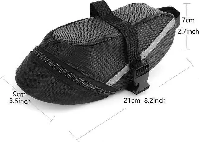 Alt view image 3 of 5 - Ecocleanpath Waterproof Bike Saddle Bag with Reflective Strip - Under Seat Pack for Road & Mountain Bikes (Black)