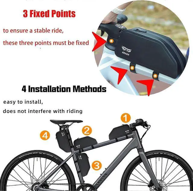 Alt view image 2 of 5 - Ecocleanpath Waterproof Top Tube Bike Bag, Tool-Free MTB/Road Frame Pouch for Phone & Tools, Black