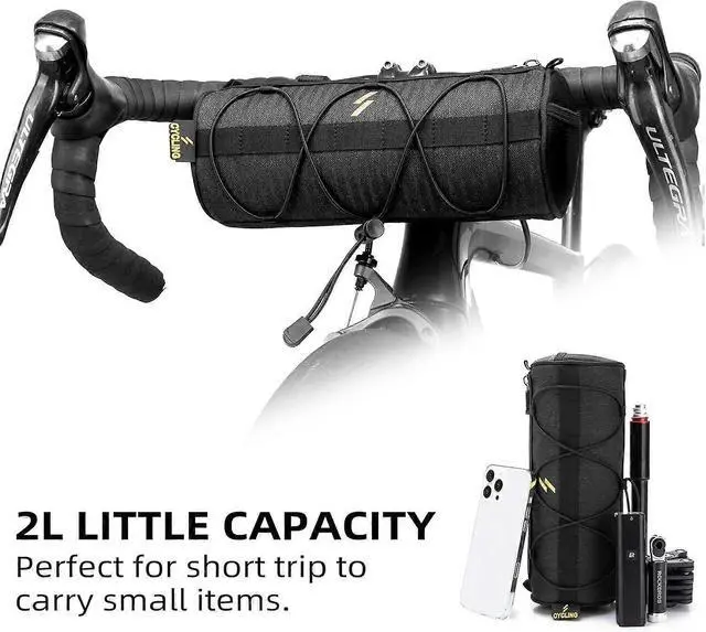 Alt view image 2 of 5 - Ecocleanpath Small Bike Handlebar Bag, 2L Front Storage Pouch with Shoulder Strap for Mountain/Road Bikes (Black)