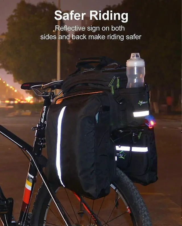 Alt view image 3 of 5 - Ecocleanpath RockBros 17L-45L Waterproof Bike Trunk Bag with Expandable Panniers & Taillight Mount